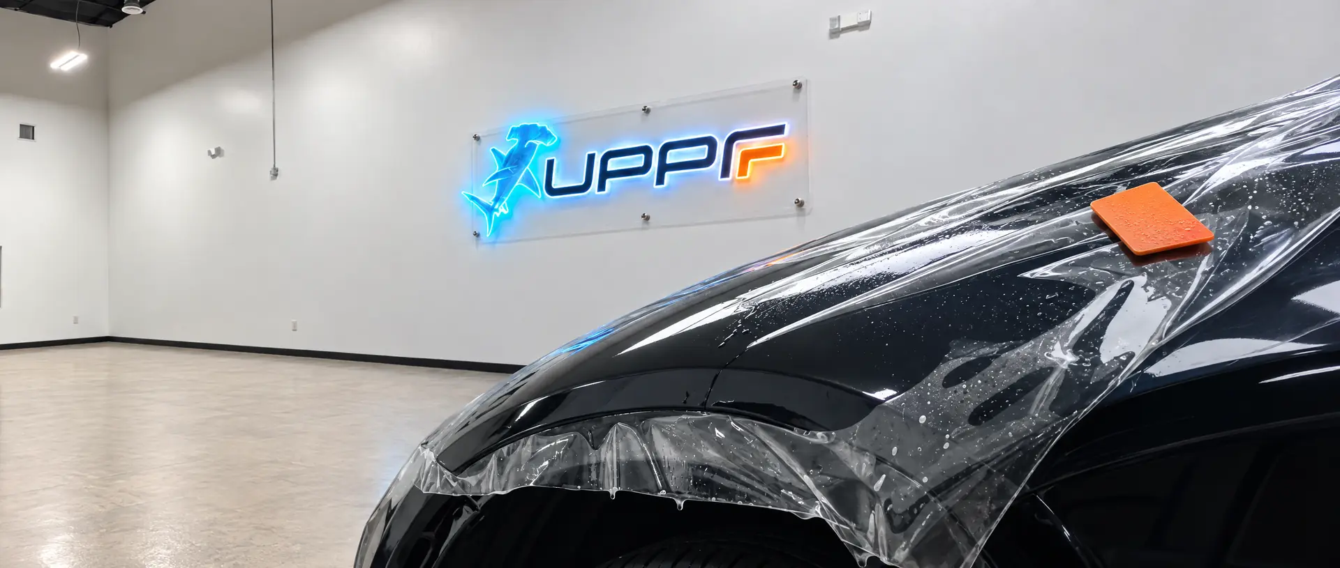 Clear paint protection film installed on a vehicle at UPPF Studio Houston