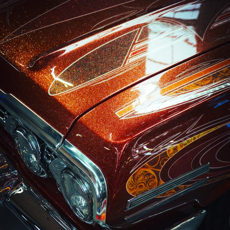 Macro of metallic-flake car paint catching light
